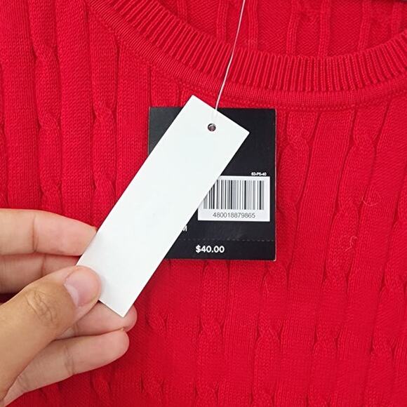 KIM ROGERS Red Cable Knit Sweater Womens Size Large *NWT - Picture 3 of 3